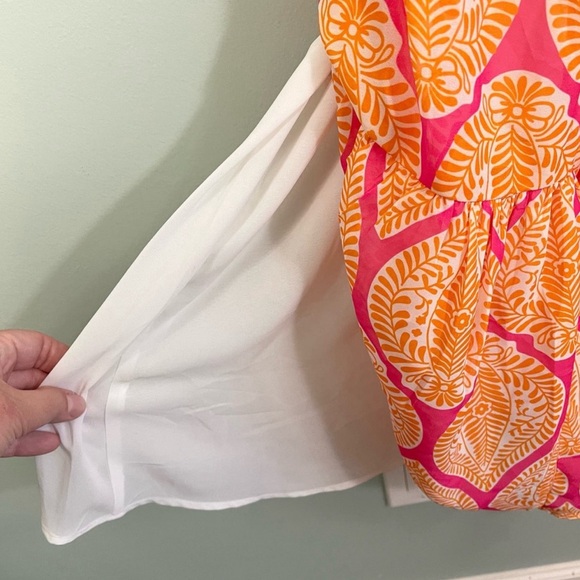 Gretchen Scott Women's Tropical V-Neck Tiered Maxi Dress Orange Medium NWT - Picture 4 of 6